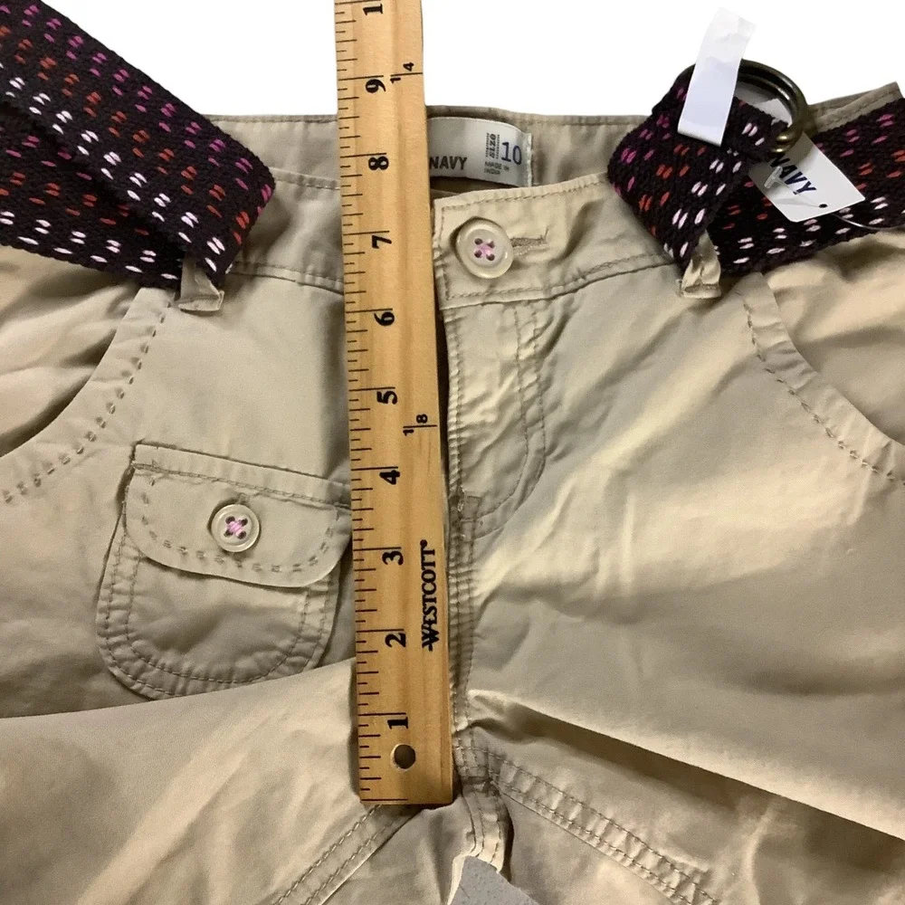 Old Navy Chino Pants Girls 10 Tan Khaki Belted School Uniform Casual Classic